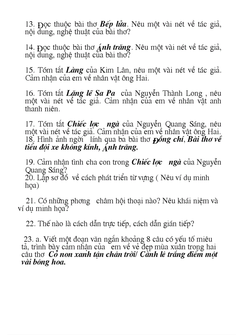 image for page Đề cương ôn tập văn 9 kì 1 1