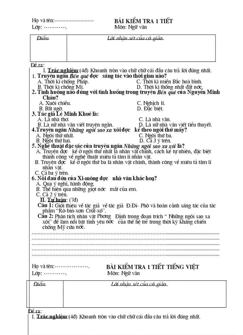 image for page Đề kiểm tra 1 tiết 1