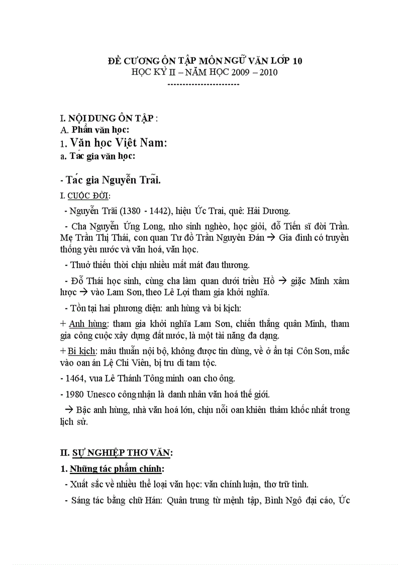 image for page Đề cương ôn tập kì II khối 10