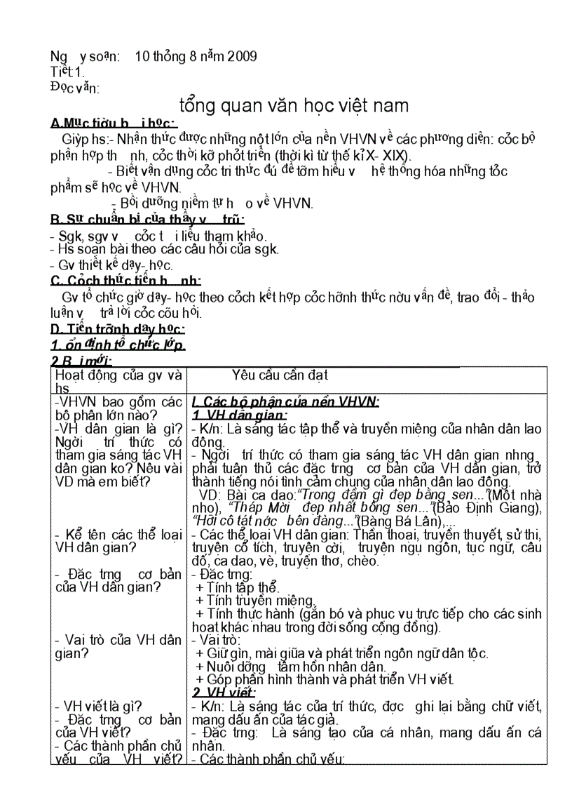 image for page Giáo án dạy bù văn 10