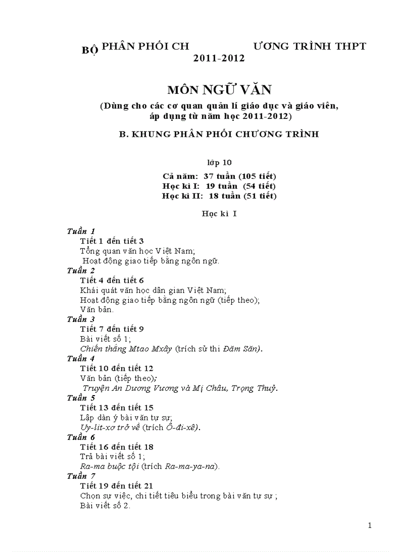 Giáo án ngữ văn 10 cả năm chuẩn hay năm học 2011 2012