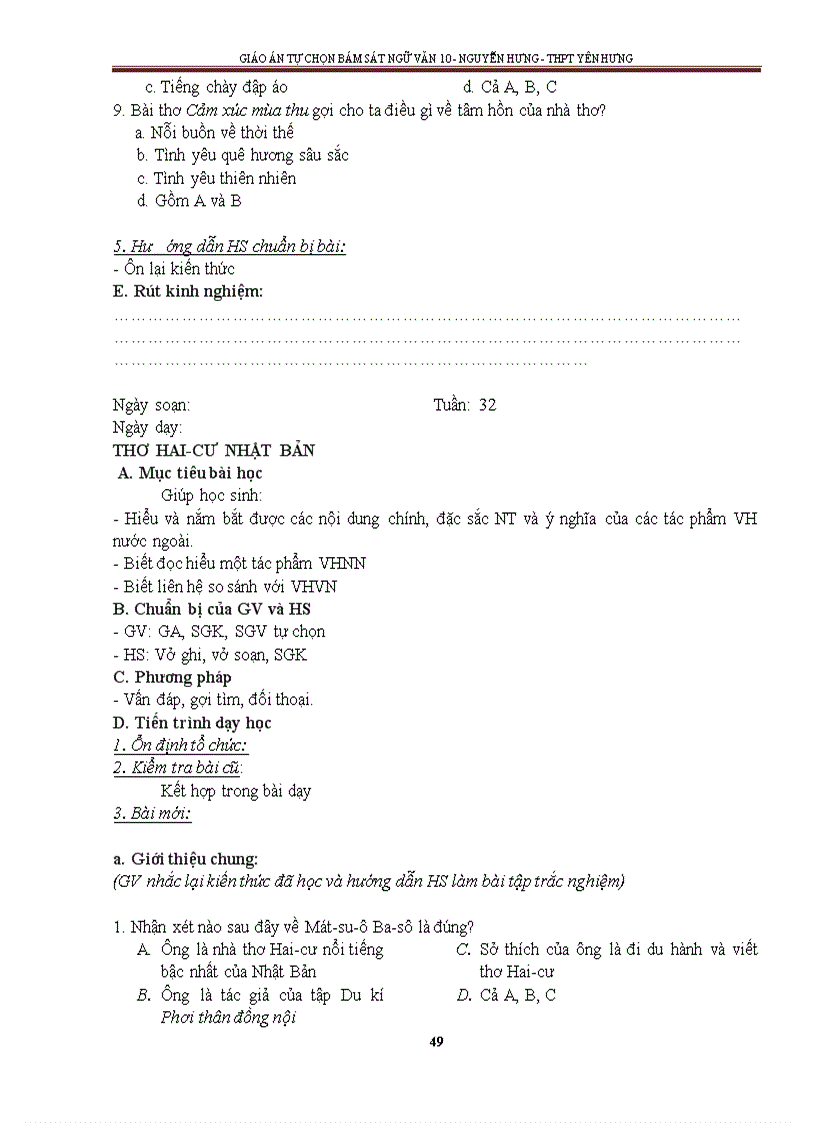 image for page Giáo án tự chọn bám sát 10