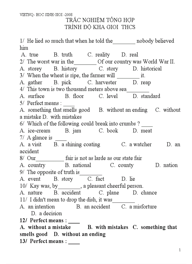 image for page Trắc nghiệm tổng hợp