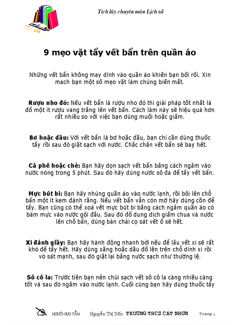 image for page Bi quyet tay vet ban tren quan ao