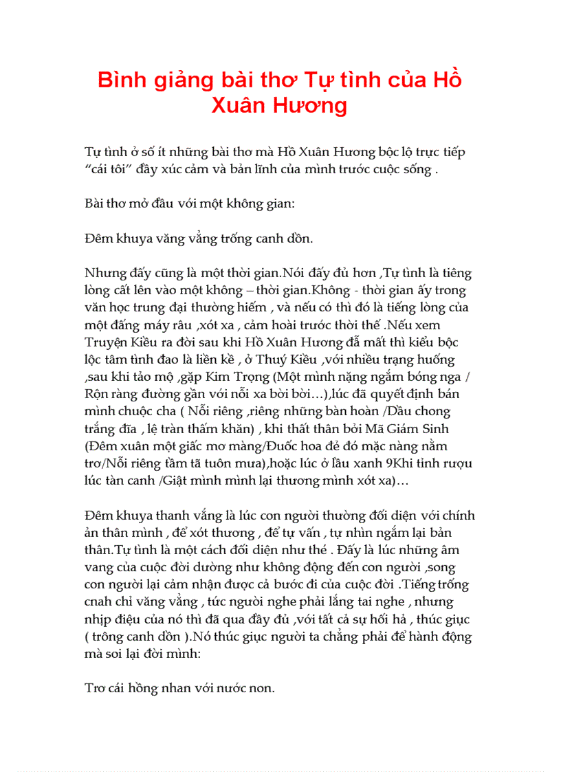 image for page Bình giảng bài thơ Tự tình của Hồ Xuân Hương