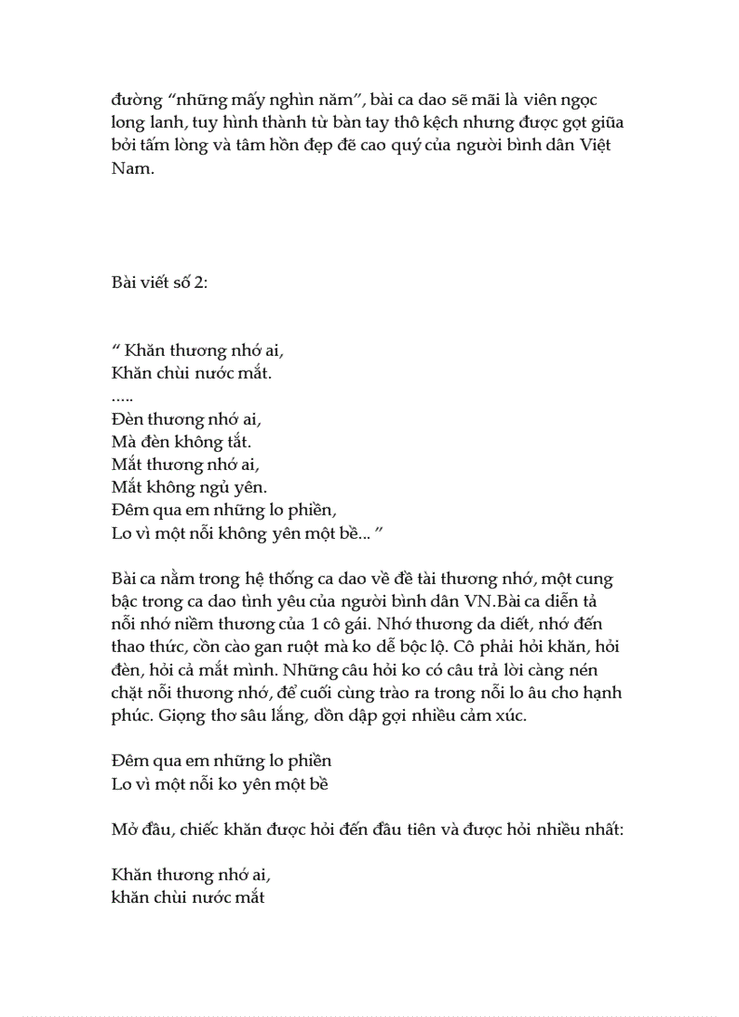 image for page Cảm nhận về bài ca dao Khăn thương nhớ ai