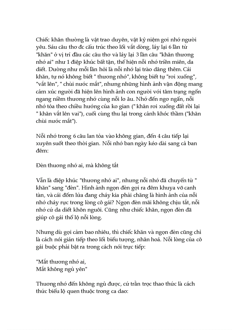 image for page Cảm nhận về bài ca dao Khăn thương nhớ ai