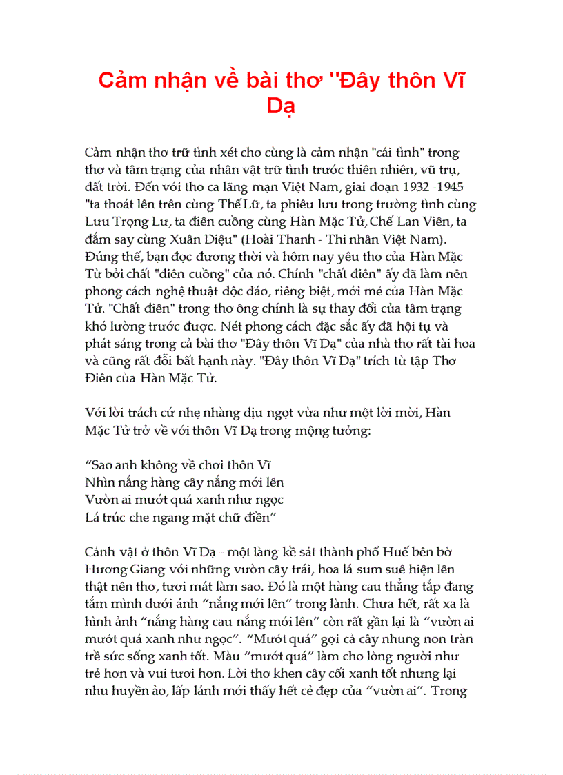 image for page Cảm nhận về bài thơ Đây thôn Vĩ Dạ