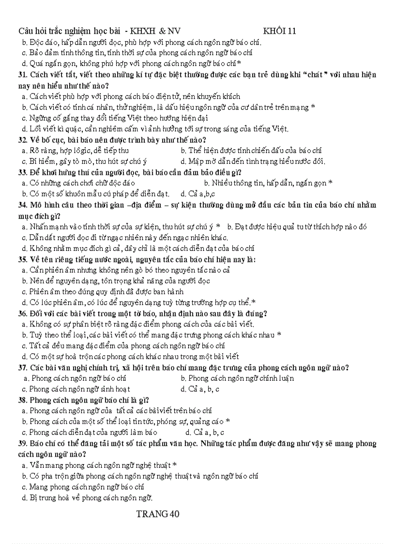 image for page Câu hỏi trắc nghiệm 11nc