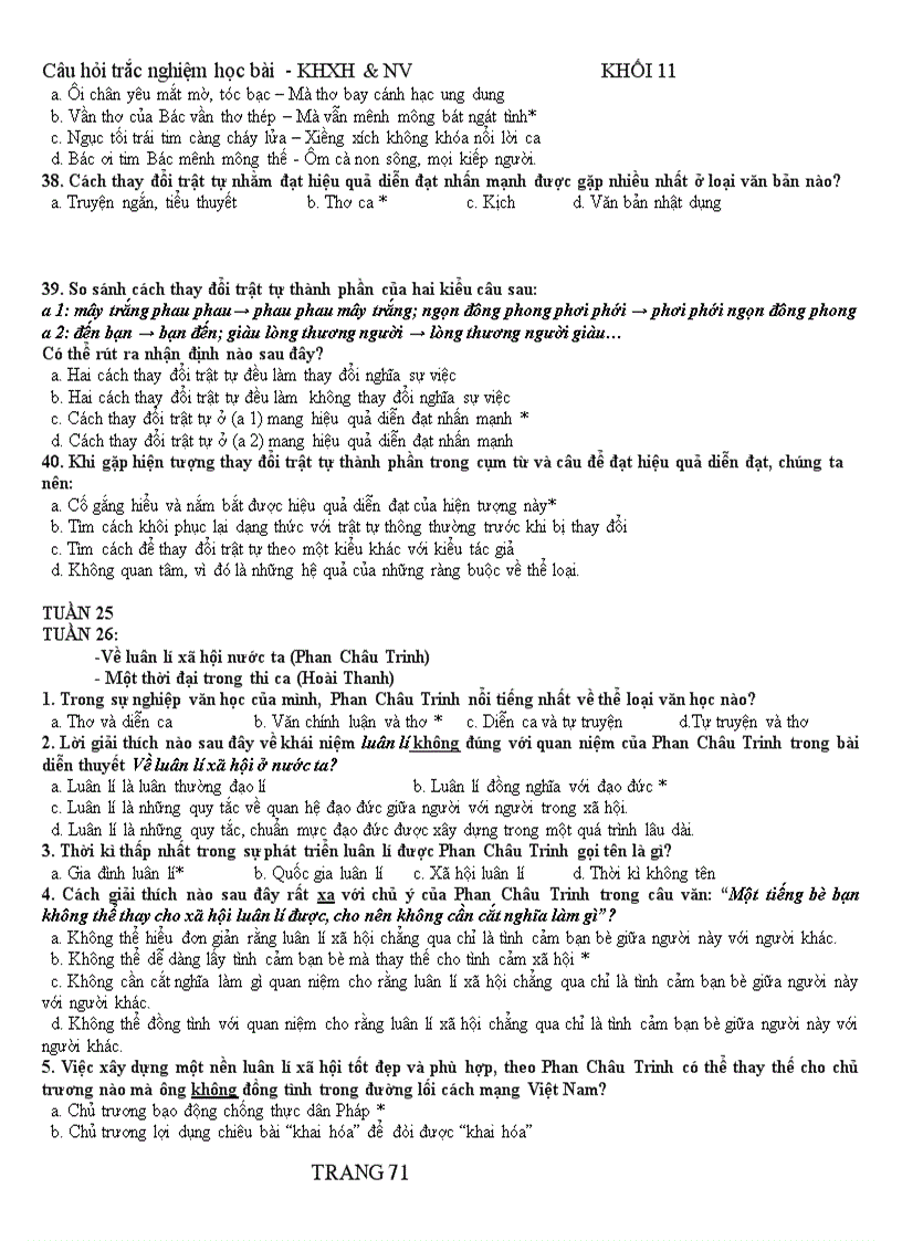 image for page Câu hỏi trắc nghiệm 11nc