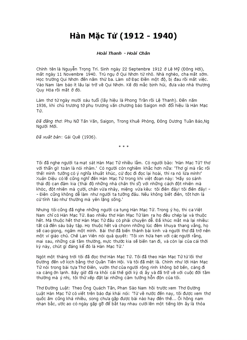 image for page Cuộc đời Hàn Mặc Tử