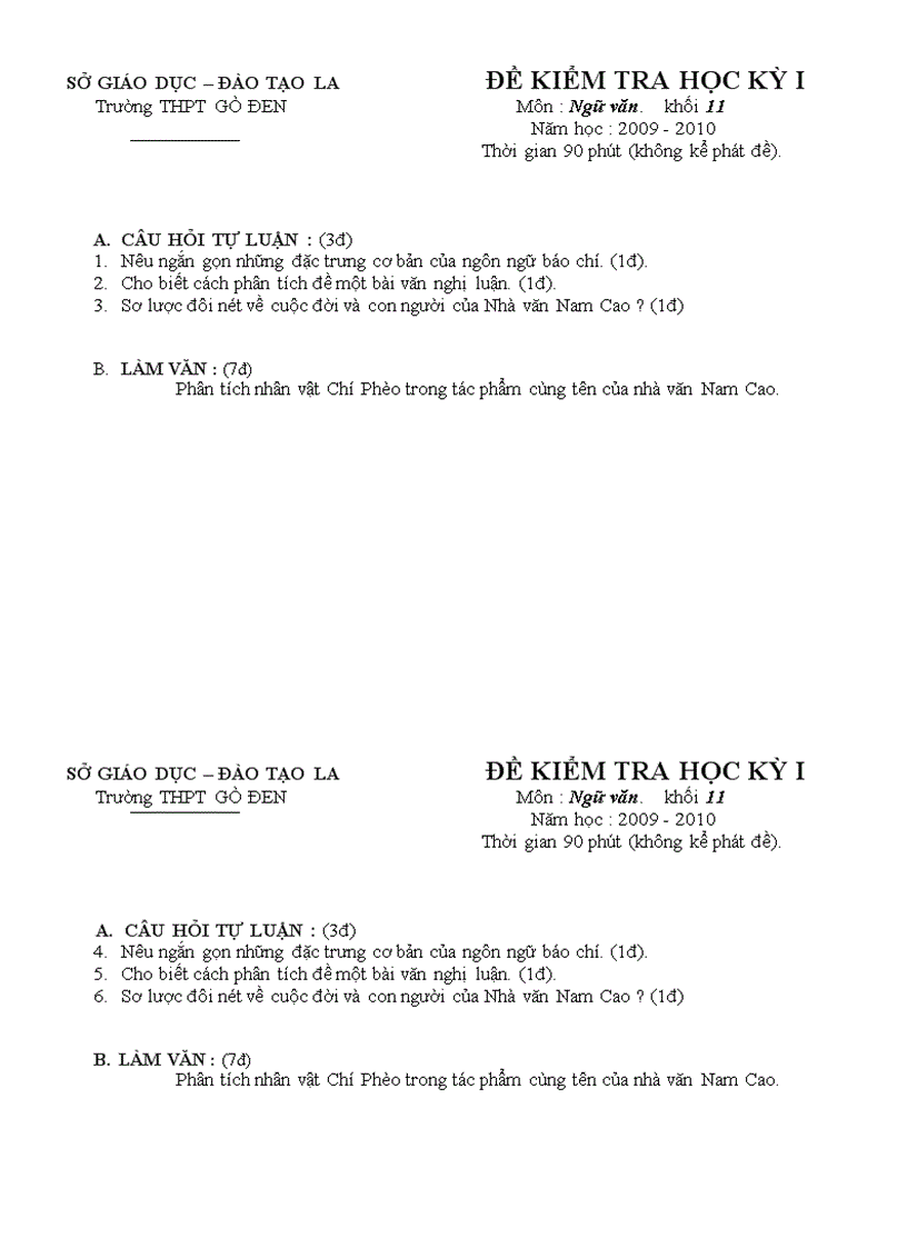 image for page Đề cương Đề thi Ngữ văn 11