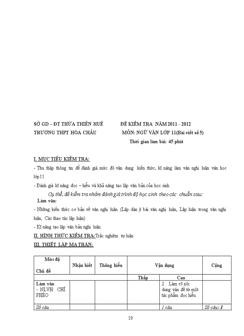image for page Đề kiểm tra ma trận ngữ văn 10 11