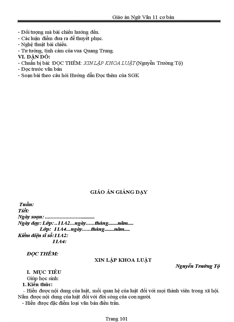 image for page Giáo án 11 chuẩn 2011 2012