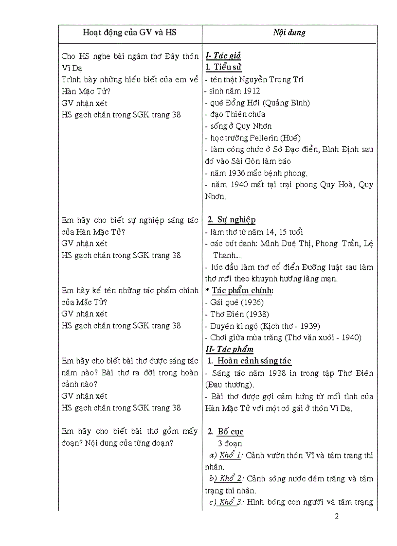 image for page Giáo án Đây thôn Vĩ Dạ Kèm theo bài giảng của tác giả