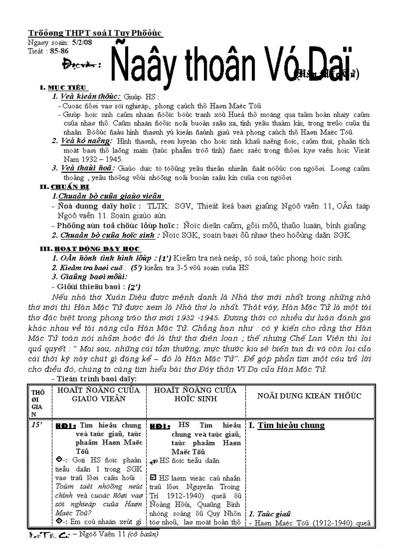 image for page Giáo án Đây thôn Vĩ Dạ