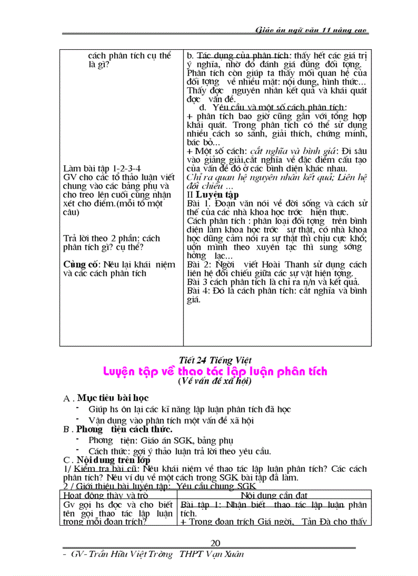 image for page Giáo án kì I Nâng cao lớp 11