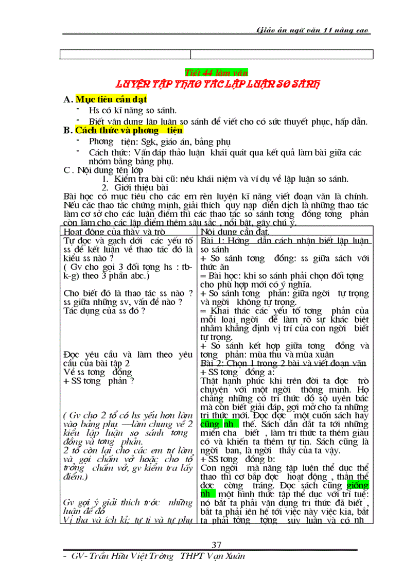 image for page Giáo án kì I Nâng cao lớp 11