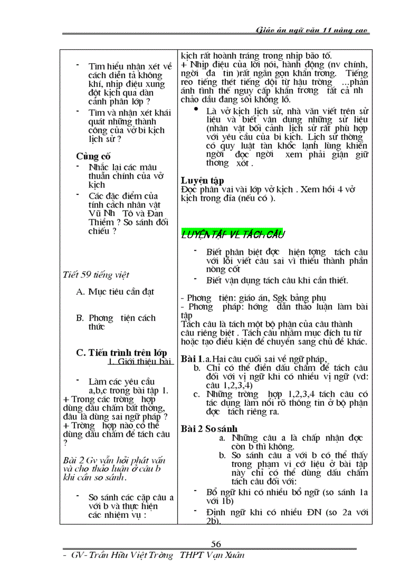 image for page Giáo án kì I Nâng cao lớp 11