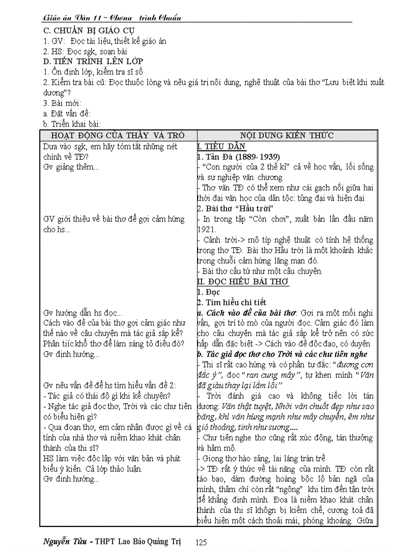 image for page Giáo án ngữ văn 11 chương trình chuẩn