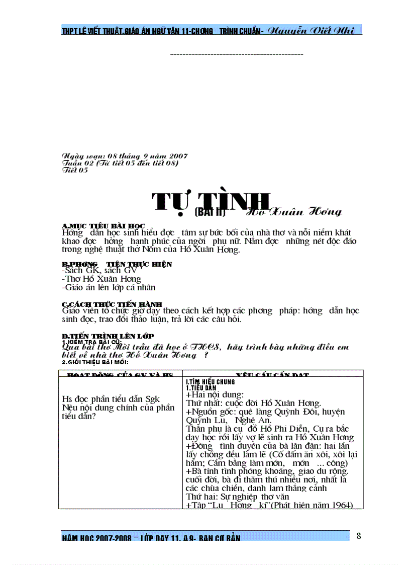 image for page Giáo án Ngữ văn 11 tiết 01 tiết 32