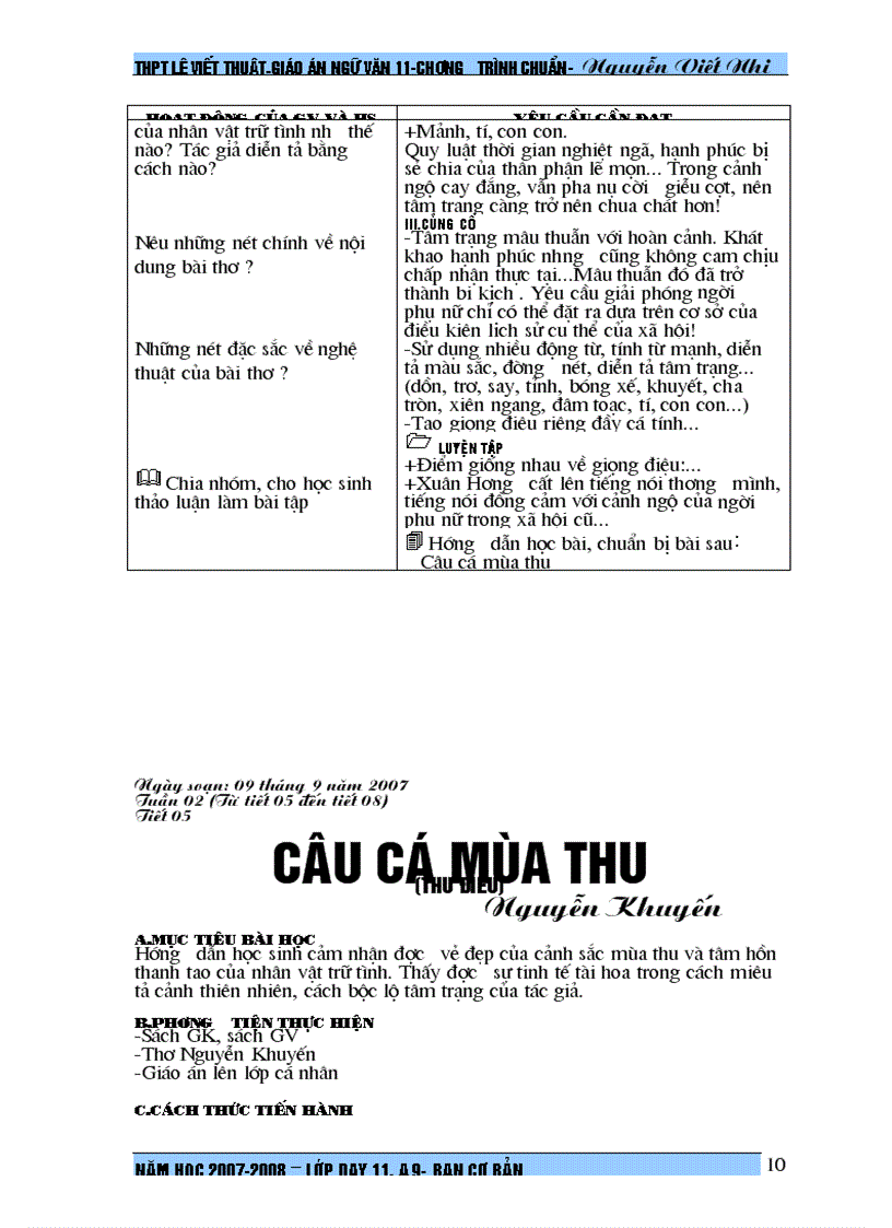 image for page Giáo án Ngữ văn 11 tiết 01 tiết 32