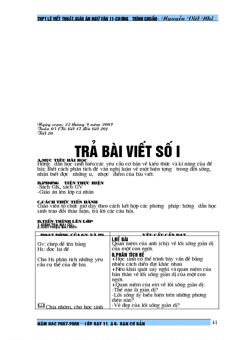 image for page Giáo án Ngữ văn 11 tiết 01 tiết 32