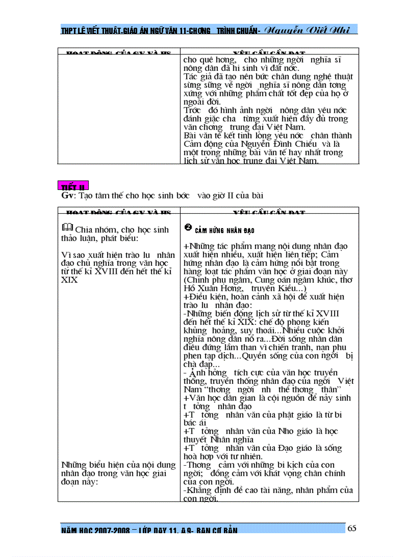 image for page Giáo án Ngữ văn 11 tiết 01 tiết 32