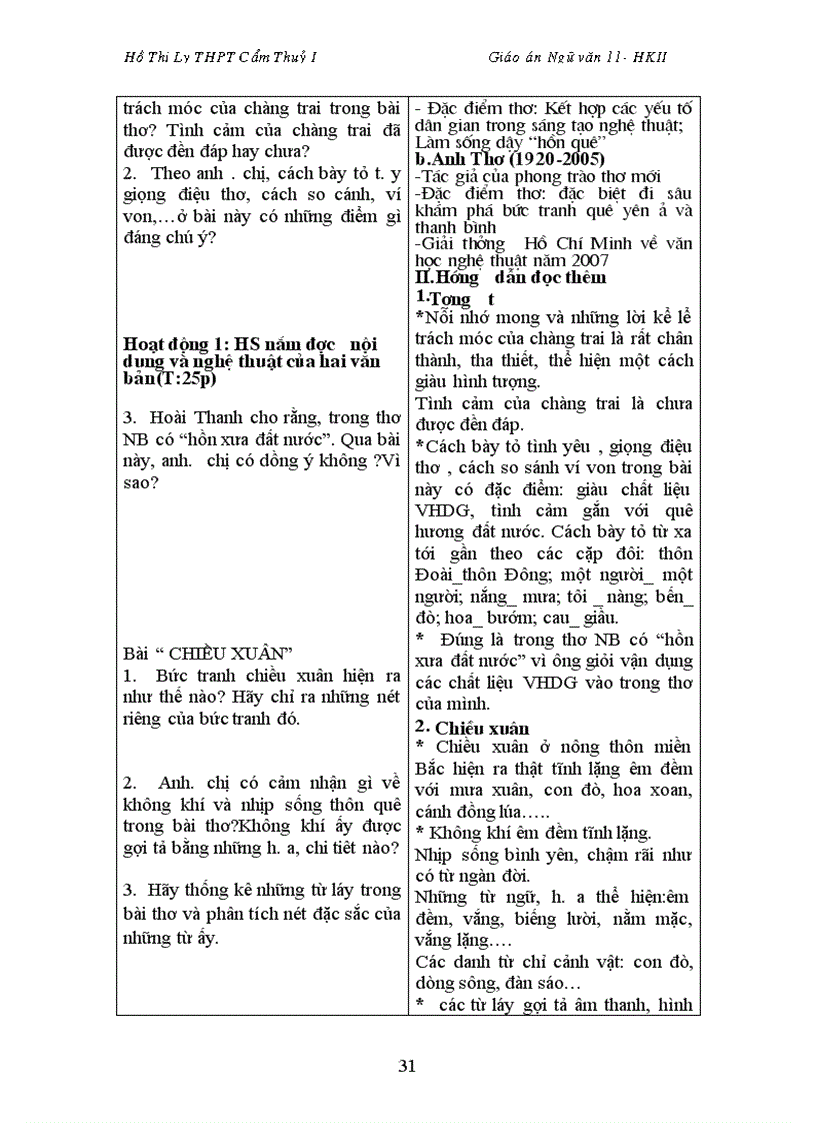 image for page Giáo án ngữ văn 11cơ bản HKII