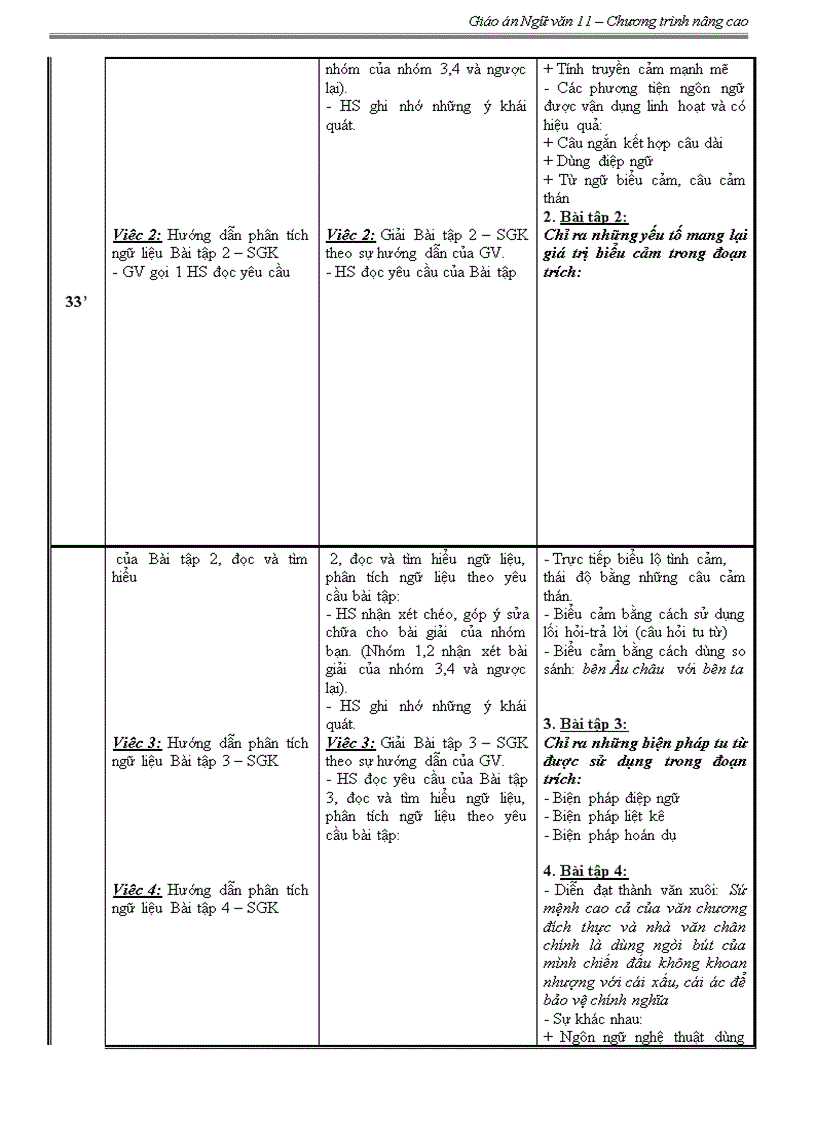 image for page Giáo án Ngữ văn 11 nâng cao tuần 29