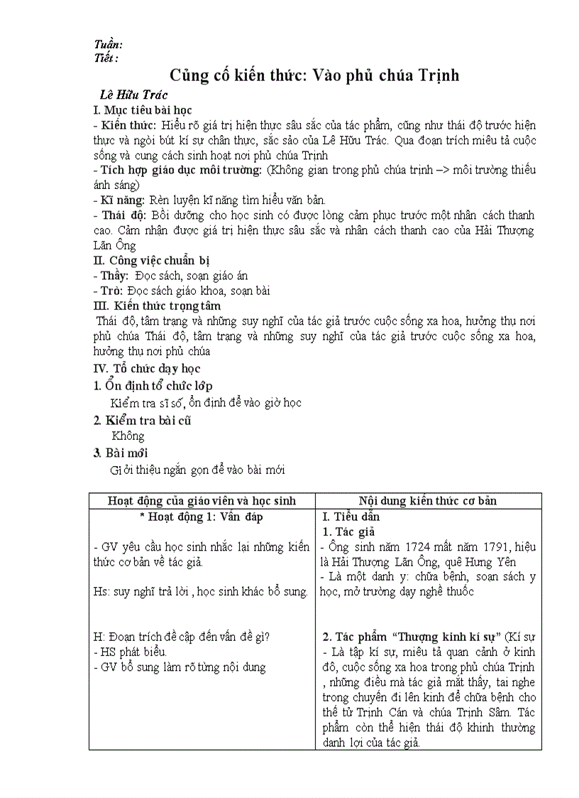 image for page Giáo án Ngữ văn lớp 11 tuần 1