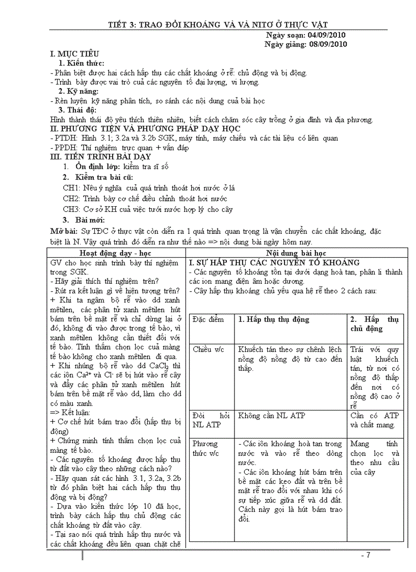 image for page Giáo án Sinh học lớp 11 nâng cao