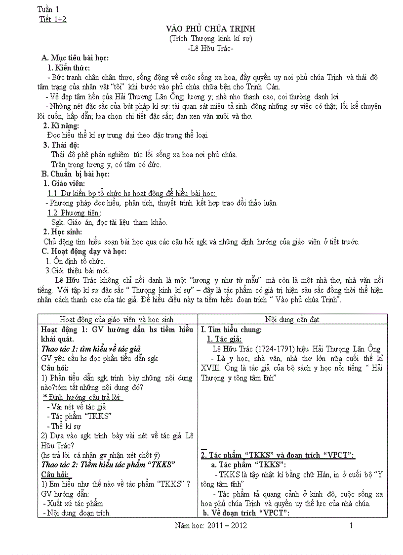 image for page Giáo án Văn 11 2011 2012 Theo Chuẩn KT