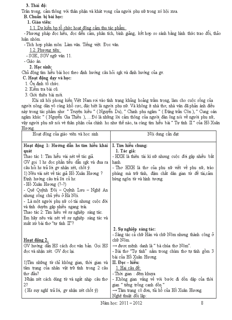 image for page Giáo án Văn 11 2011 2012 Theo Chuẩn KT