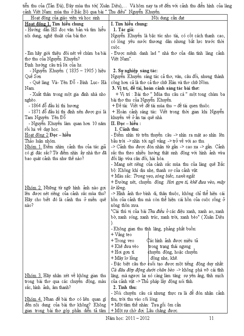 image for page Giáo án Văn 11 2011 2012 Theo Chuẩn KT