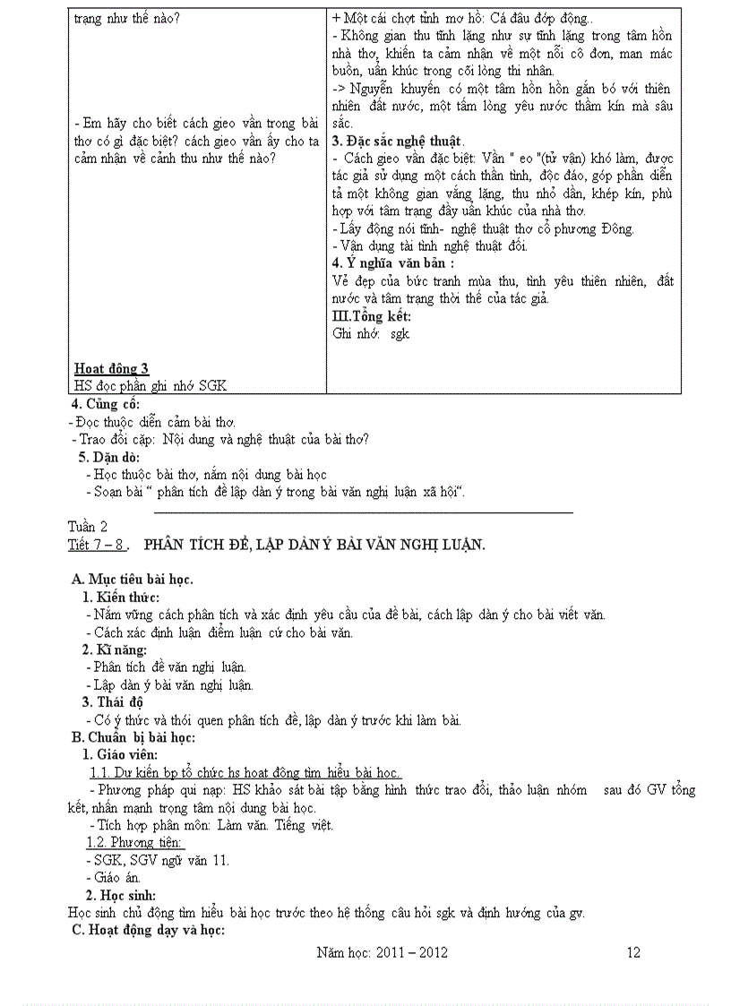 image for page Giáo án Văn 11 2011 2012 Theo Chuẩn KT