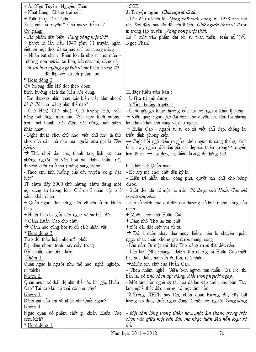 image for page Giáo án Văn 11 2011 2012 Theo Chuẩn KT