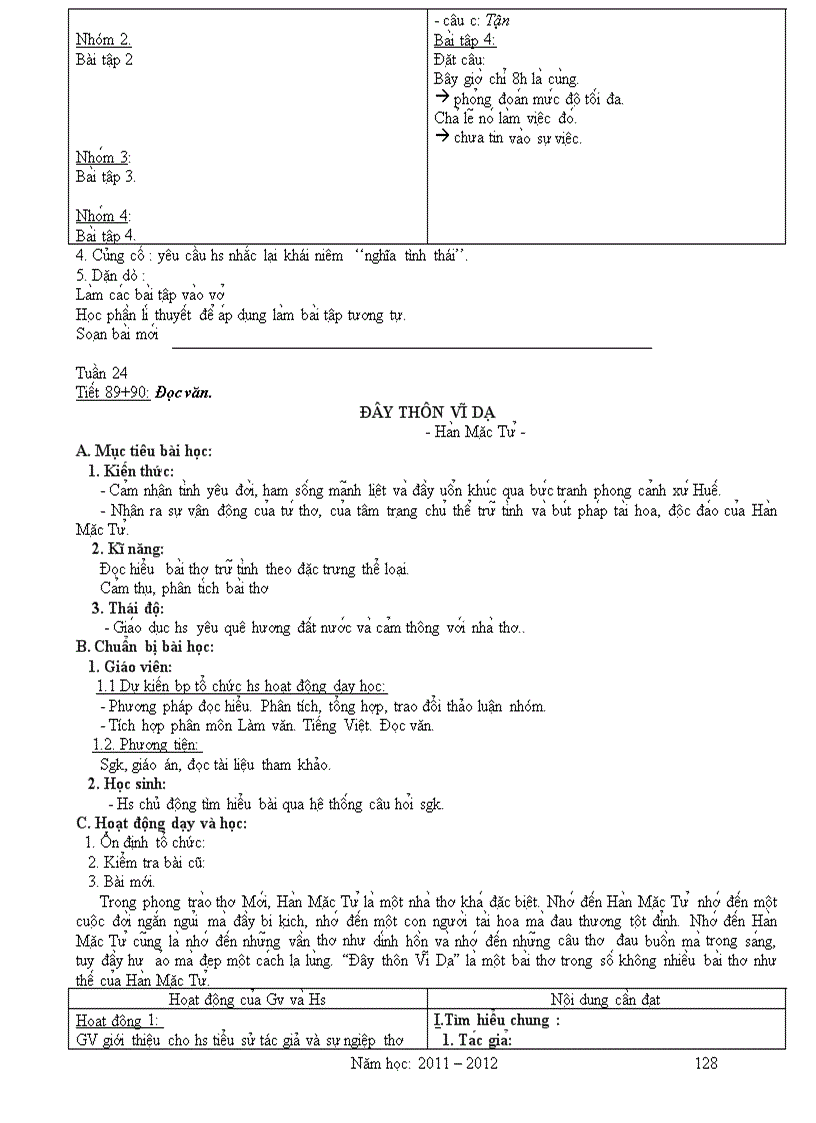 image for page Giáo án Văn 11 2011 2012 Theo Chuẩn KT