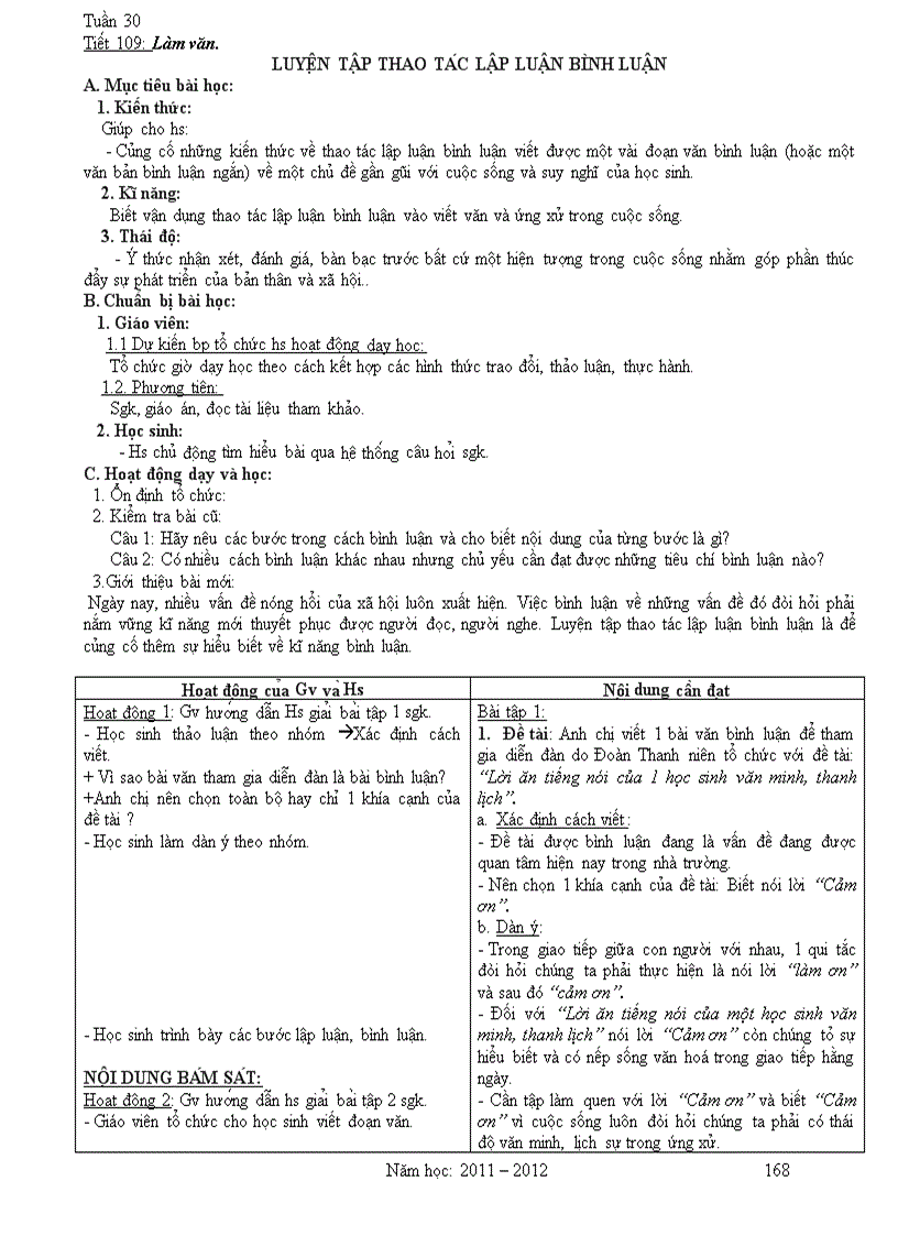 image for page Giáo án Văn 11 2011 2012 Theo Chuẩn KT