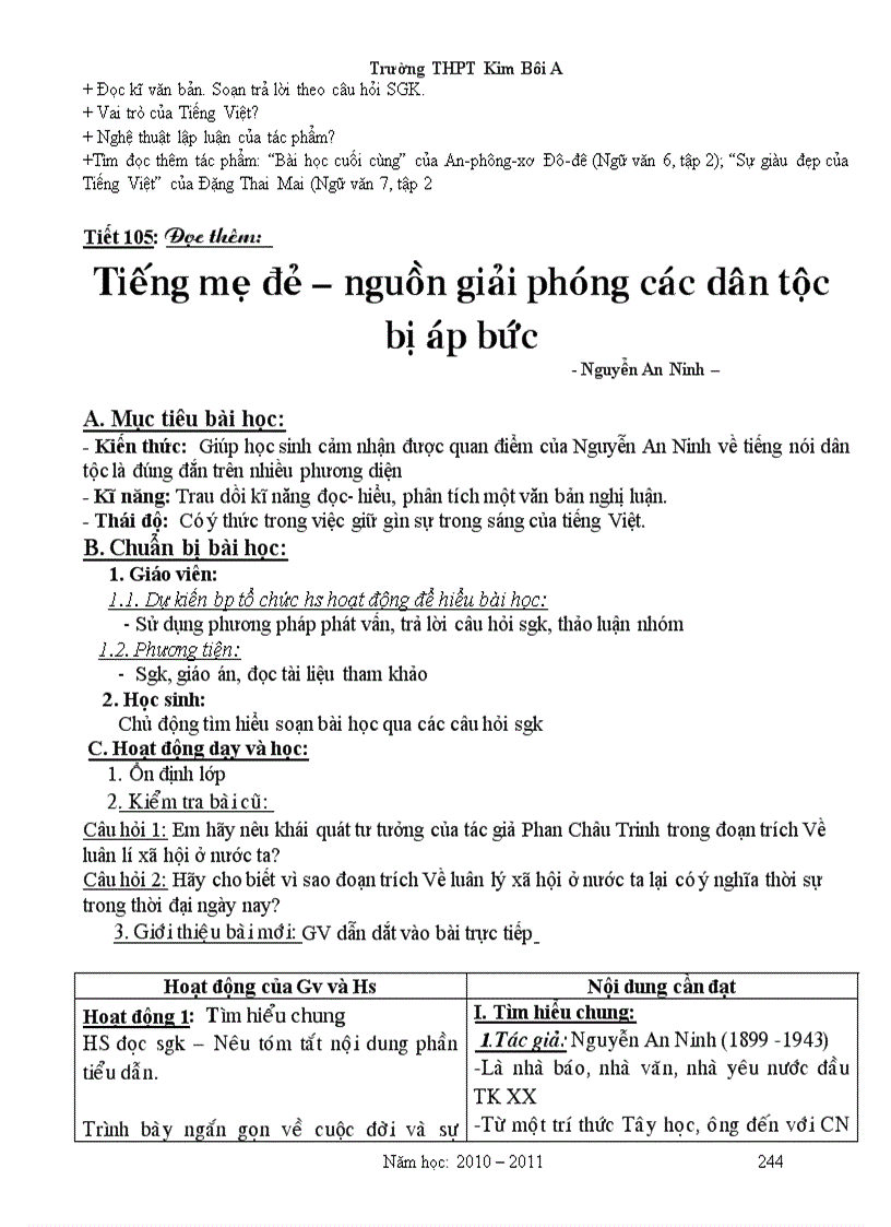 image for page Giao an Van 11 Chuan KT