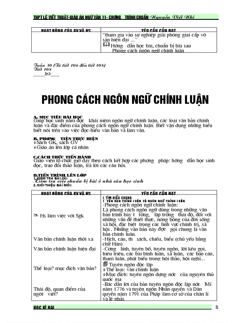 image for page Giáo án văn 11 từ tiết 103 tiết 111