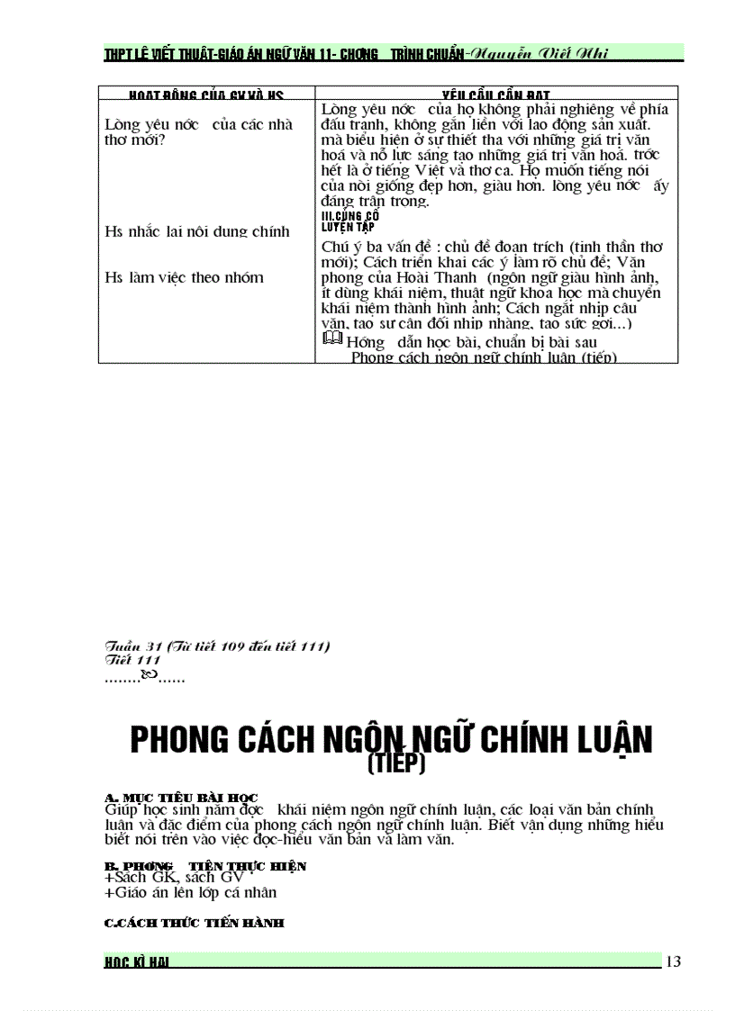 image for page Giáo án văn 11 từ tiết 103 tiết 111