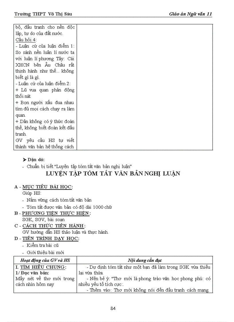 image for page Giáo án Văn 11 HK1 tham khảo