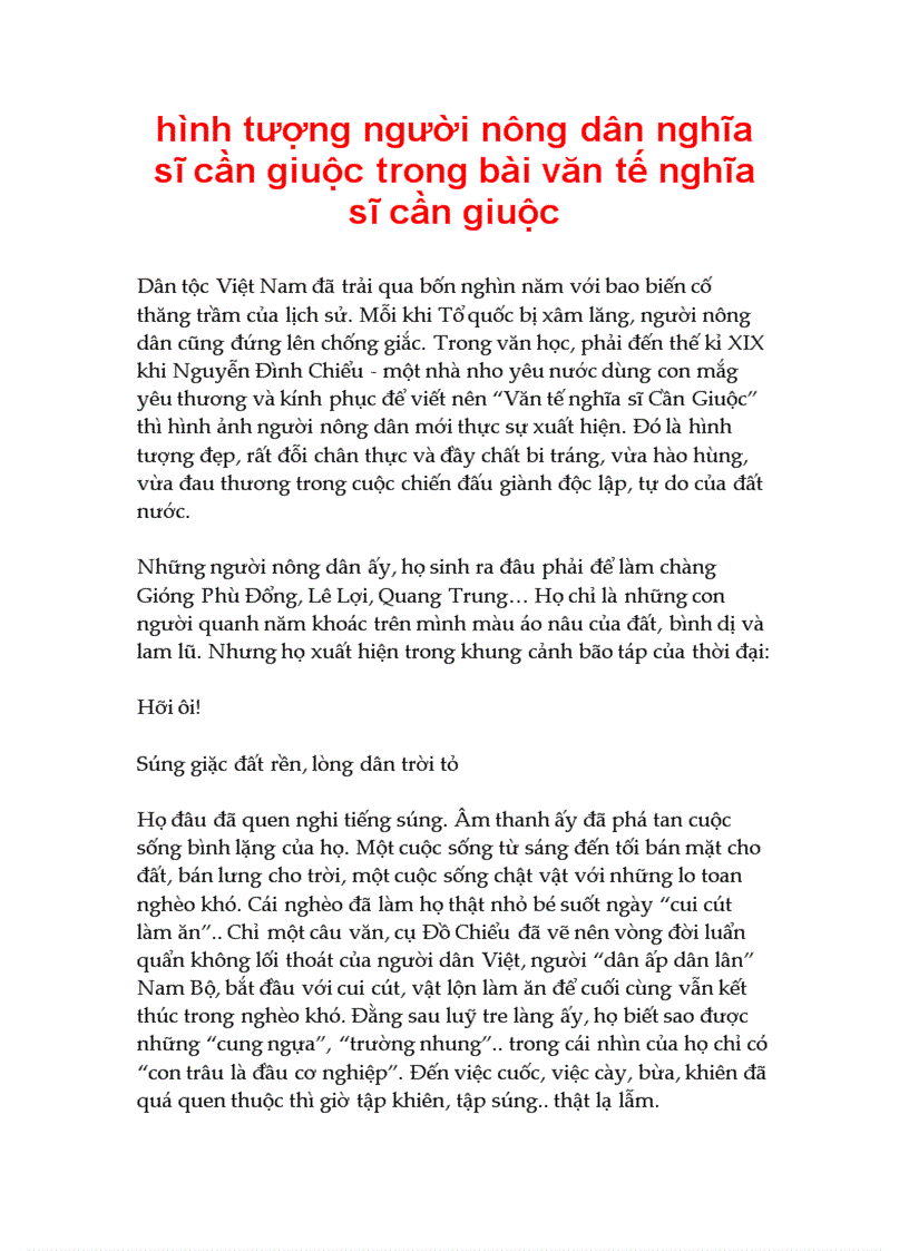 image for page Hình tượng người nông dân nghĩa sĩ cần giuộc trong bài văn tế nghĩa sĩ cần giuộc
