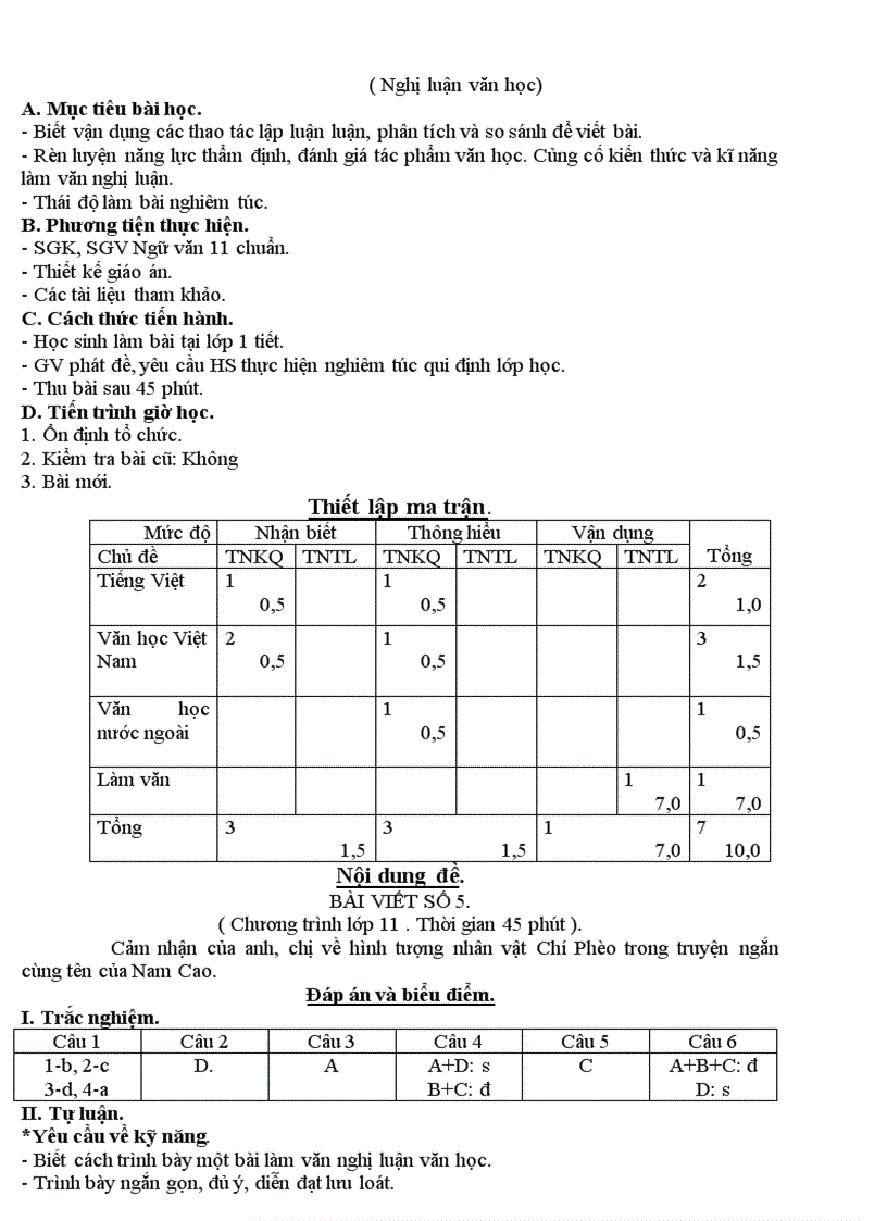 Ngữ văn 11 KII mới