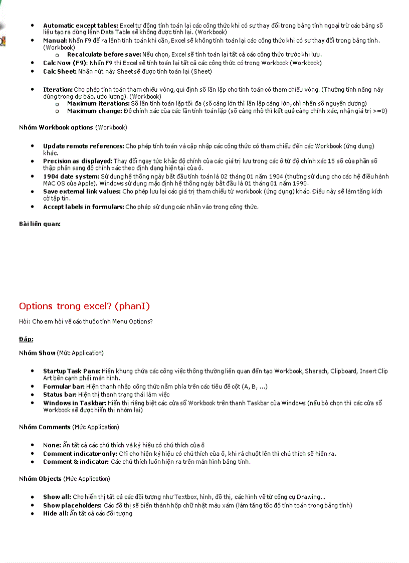 Option trong excel