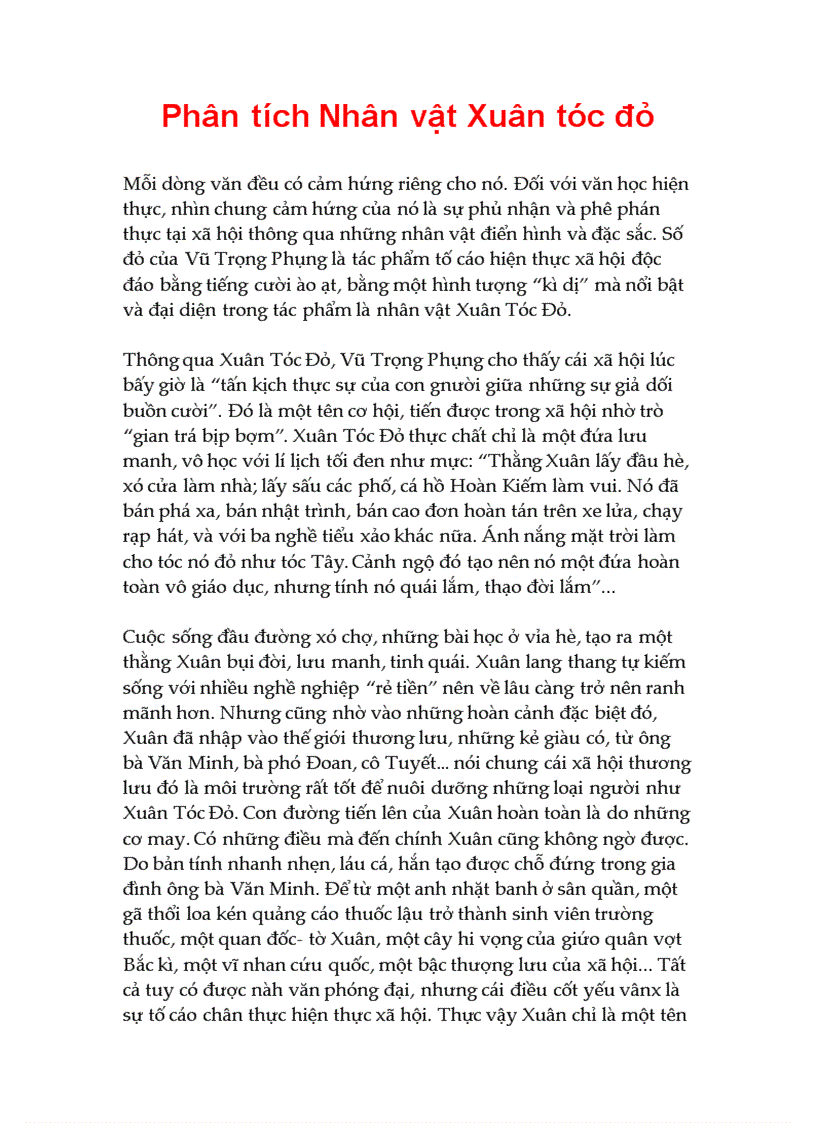 image for page Phân tích Nhân vật Xuân tóc đỏ