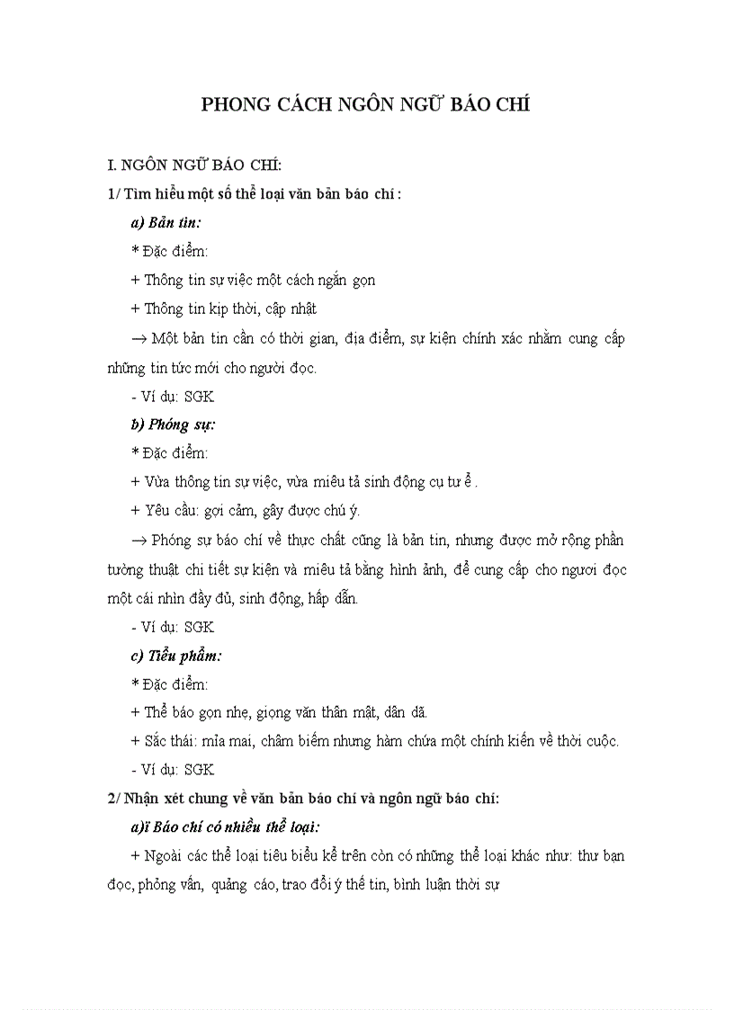 image for page Phong cách ngôn ngữ báo chí