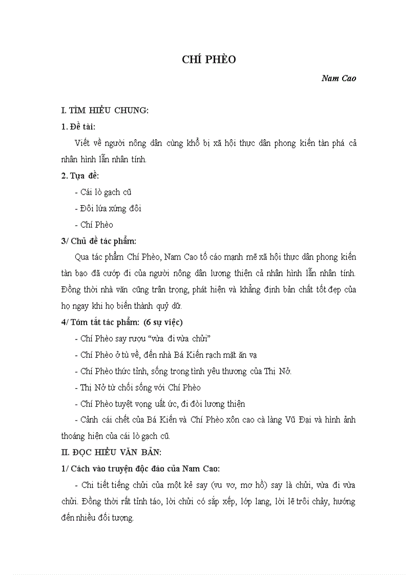 image for page Tác phẩm Chí Phèo Nam Cao