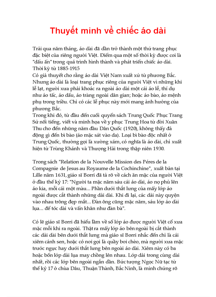 image for page Thuyết minh về chiếc áo dài